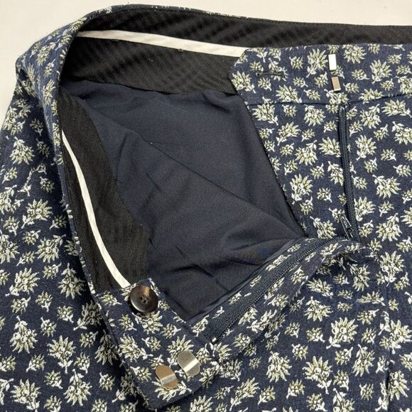 Ann Taylor Womens Devin Fit Blue Floral Print Straight Leg Stretch Pants Size 10 - Picture 13 of 16